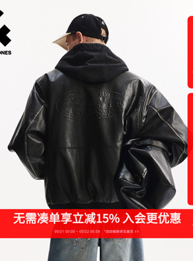 杰克琼斯男装春季夹克外套黑色简约可拆卸连帽设计时尚百搭宽松