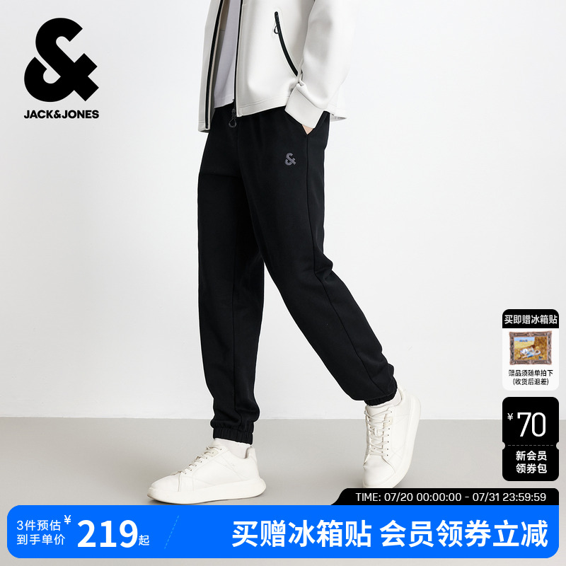 杰克琼斯男装卫裤夏秋季新款休闲纯棉合体束脚休闲长裤子美式男士