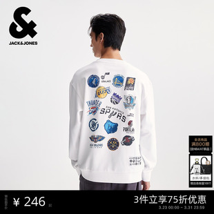 NBA联名落肩袖 春季 杰克琼斯男装 宽松卫衣印花225333105 商场爆款