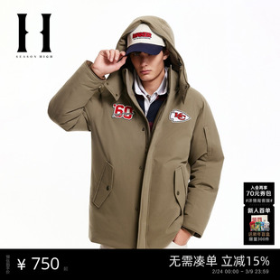 SEASON HIGH男装NFL联名酋长队冬季新款抽绳可拆卸连帽宽松羽绒服