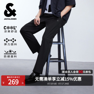 [防晒弹力凉感]杰克琼斯男装夏季运动通勤休闲裤直筒长裤子纯色潮