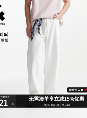908杰克琼斯男装春季白色牛仔裤美式弯刀裤宽松阔腿裤男款长裤子