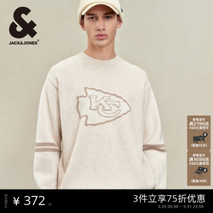 毛衣男装 NFL联名宽松圆领纯色字母纯棉针织衫 新款 杰克琼斯24春季