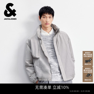 宽松立领简约纯色商务通勤保暖外套上衣 新款 杰克琼斯男装 棉服春季