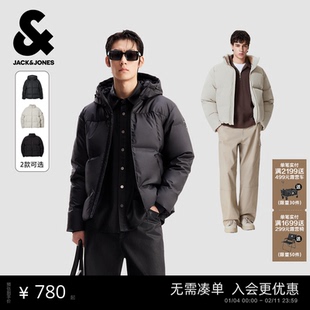 杰克琼斯男装冬季新款保暖高蓬立领/连帽羽绒服外套面包服短款zb