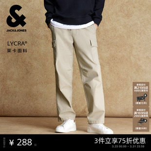 宽松直筒休闲裤 腰莱卡口袋工装 裤 杰克琼斯男装 长裤 新款 男士 子 春季