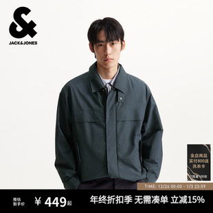 领长袖 杰克琼斯男装 风宽松夹克纯色宽松衬衫 工装 外套上衣 秋季