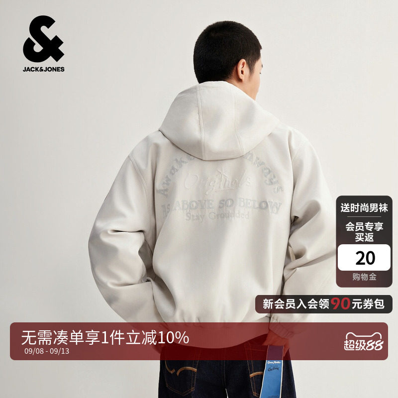 【星座系列】杰克琼斯男夹克外套皮质刺绣袖标字母胶印226321037