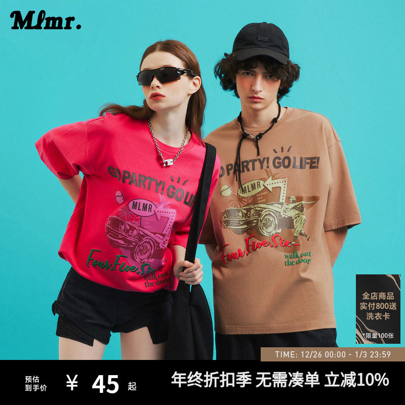 MLMR2025年秋季情侣装潮牌美式复古运动街头短袖男款t恤半袖