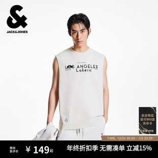 短袖 背心肌理感字母胶印舒适百搭潮时尚 男装 杰克琼斯NBA联名秋季