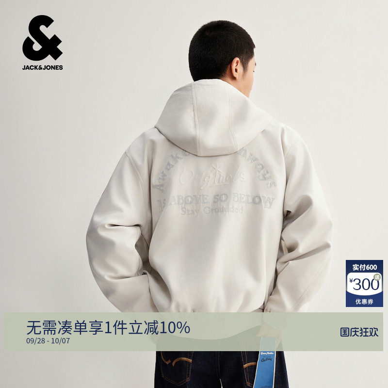 【星座系列】杰克琼斯男夹克外套皮质刺绣袖标字母胶印226321037