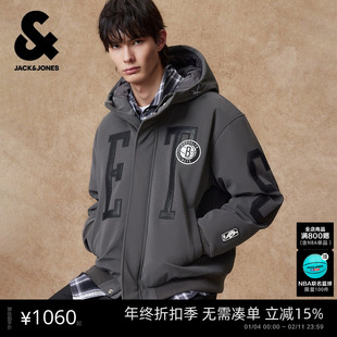 杰克琼斯NBA联名布鲁克林球队男装羽绒服春季新款款宽松连帽外套