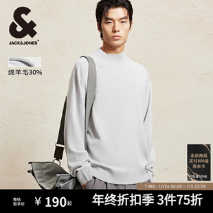 2024年秋冬新半高领针织衫 杰克琼斯男装 毛衣刺绣上衣 30%羊毛