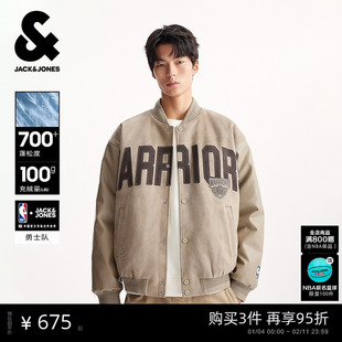 杰克琼斯NBA联名男装士秋季新款羽绒服宽松麂皮绒时尚百搭外套