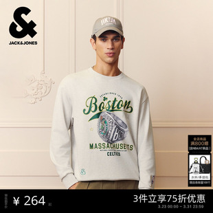 印花舒适纯棉圆领上衣225333131 新款 杰克琼斯NBA联名男装 卫衣春季