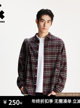 杰克琼斯男装秋季新款纯棉舒适柔软刺绣宽松翻领长袖中性简约衬衫