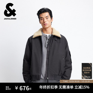 杰克琼斯夹克男款 秋冬复古百搭可拆卸毛领翻领棉衣棉服外套男装