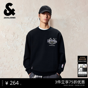 杰克琼斯春季 男卫衣NBA联名圆领套头长袖 上衣225333128 商场爆款