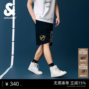 杰克琼斯男装士生春季NBA联名湖人队篮球休闲运动印花短裤五分裤