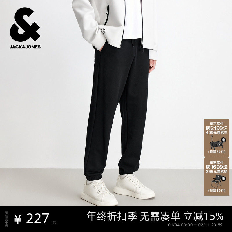 杰克琼斯男装卫裤秋冬季新款休闲纯棉合体束脚休闲长裤子美式男士