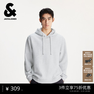 肌理感宽松美式 春季 杰克琼斯男装 立体绣卫衣225333033 商场爆款