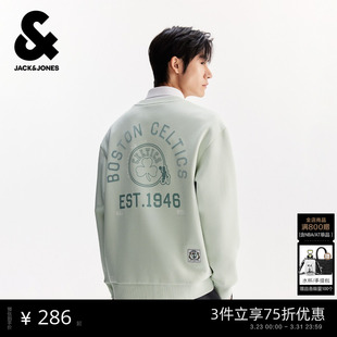 字母圆领卫衣225433068 春季 杰克琼斯NBA联名款 凯尔特人队男装