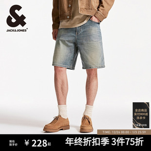 子男装 潮酷百搭休闲男宽松水洗猫须牛仔短裤 新款 杰克琼斯秋季