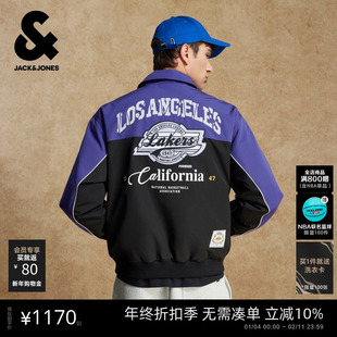 杰克琼斯秋冬季棉衣棉服男装上衣NBA联名洛杉矶湖人队刺绣潮流