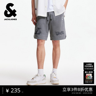 杰克琼斯NBA联名秋季男装短裤湖人队字母刺绣潮时尚运动篮球裤子