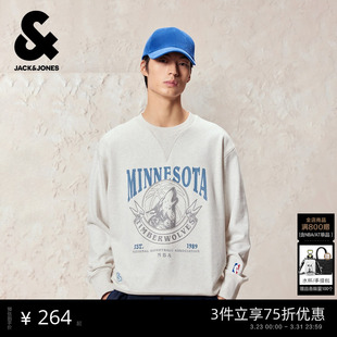 立体字母休闲长袖 卫衣2026潮品NBA联名款 上衣 春季 杰克琼斯男装