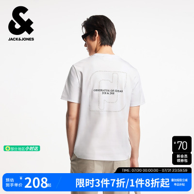 杰克琼斯夏季T恤精致刺绣时尚
