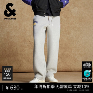 杰克琼斯男装春季卫裤潮裤裤子宽松NBA联名洛杉矶湖人队刺绣潮流