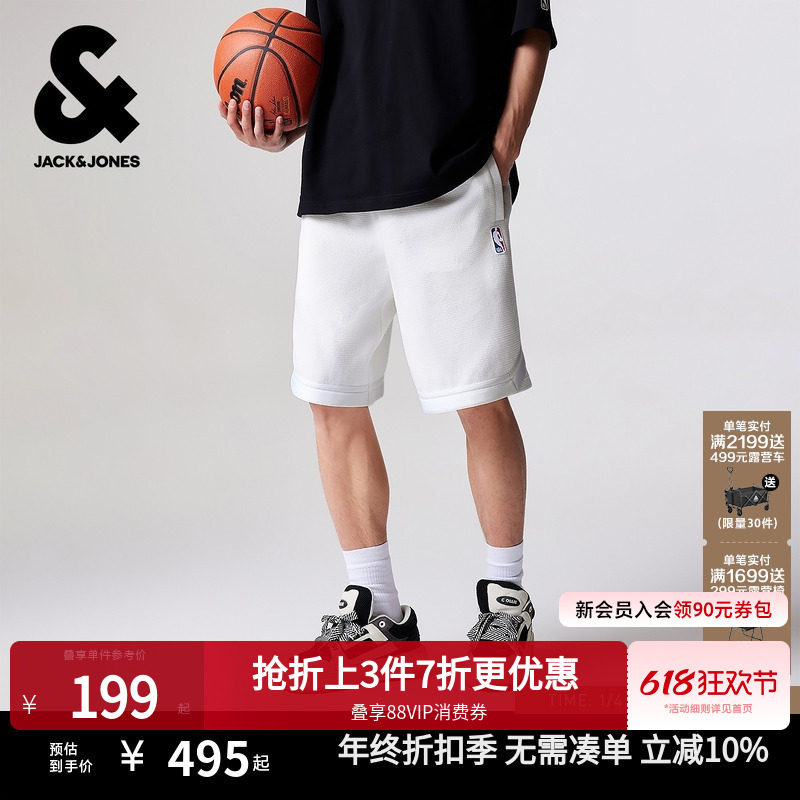 杰克琼斯男装春季新款NBA联名湖人队宽松运动风短裤五分裤