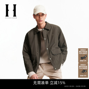 羽绒服宽松版 SEASON HIGH男装 春季 简约外套 型翻领字母刺绣时尚