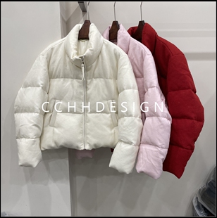 宽松显瘦立领保暖菱格面包服洋气短款 新款 外套 2025冬季 欧洲站女装