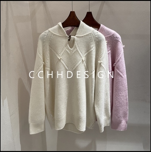 翻领小众洋气高级感山羊绒针织衫 欧洲站女装 欧货时尚 新款 2025冬季