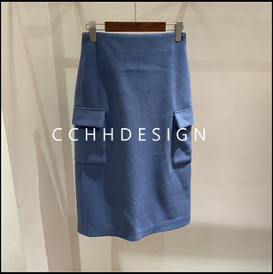 时尚 新款 洋气高腰口袋设计设计感百搭半身长裙 2025冬季 欧洲站女装