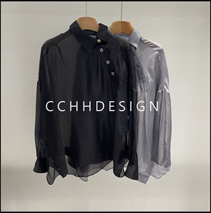 欧洲站女装2026春季新款时尚休闲长袖衬衫女纽扣装饰飘带设计百搭