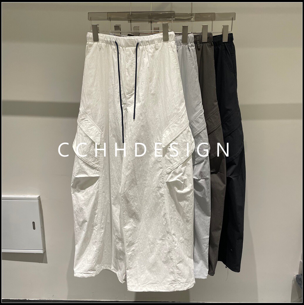 欧洲站女装2026春季新款工装风阔腿裤宽松抽绳休闲百搭显瘦多口袋