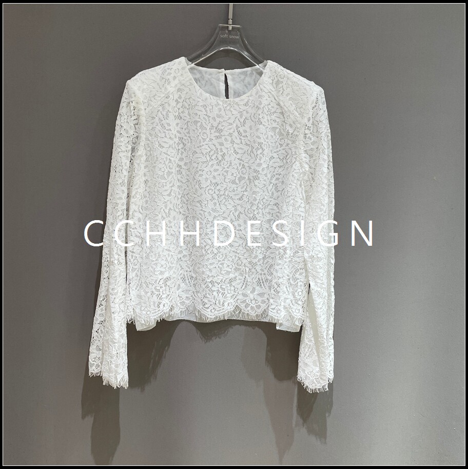 欧洲站女装2026夏季新款蕾丝长袖T恤女时尚百搭透视上衣
