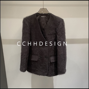 欧洲站女装2025冬季新款高级感洋气拼接翻领简约气质百搭短款外套