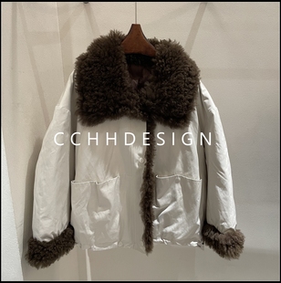 翻领拉链两面穿皮草百搭短款 欧洲站女装 欧货时尚 新款 外套 2025冬季