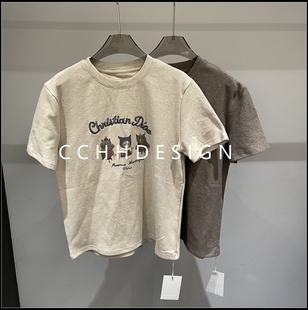 洋气印花圆领设计感宽松休闲短袖 欧洲站女装 时尚 新款 T恤 2025冬季