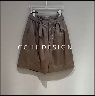 系带阔腿显瘦百搭休闲裤 欧洲站女装 酷辣风高腰皮裤 新款 2026春季