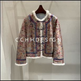 圆领绣花复古洋气刺绣气质优雅百搭短外套 新款 欧洲站女装 2025冬季