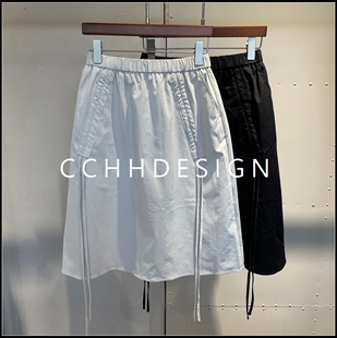 文艺风松紧腰抽绳半身裙女中长款 新款 宽松遮肉 2026春季 欧洲站女装