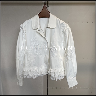 欧洲站女装2026春季新款浪漫蕾丝风短外套女刺绣显瘦蕾丝边小外套