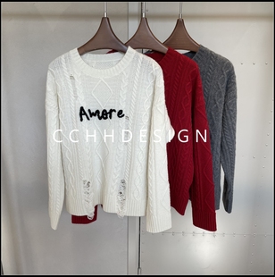 山羊绒洋气圆领休闲减龄针织长袖 欧洲站女装 时尚 新款 上衣 2025冬季