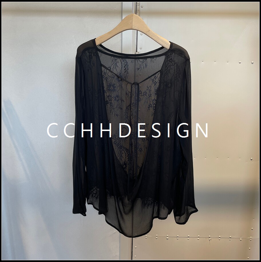 欧洲站女装2026夏季新款设计感透视T恤V领蕾丝拼接防晒罩衫显瘦