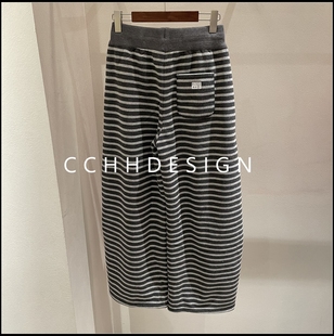 高腰显瘦条纹宽松高级设计时尚 询价问客服 秒杀 百搭休闲裤 特价